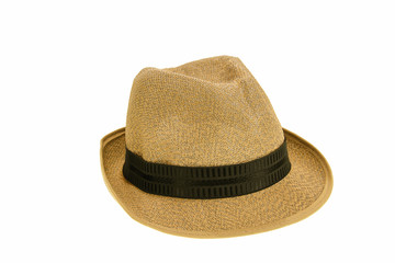 Summer panama straw hat isolated on white background