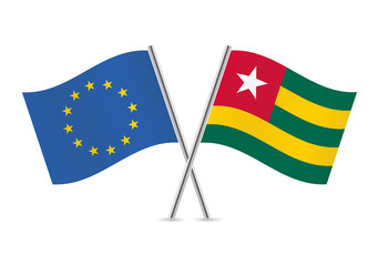 European Union and Togo flags. Vector illustration.