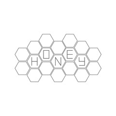 Obraz na płótnie Canvas Honeycomb set. Beehive element. Honey text icon. Isolated. White background. Flat design.