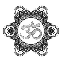 Vector Beautiful Deco Mandalawith OM sign, Patterned Design Element