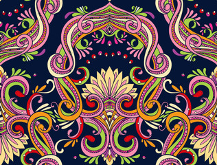 Seamless vintage background brown baroque pattern. Vector damask