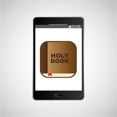 big smartphone black holy bible online icon vector illustration eps 10