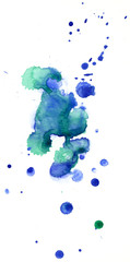 Isolated watercolor green and blue splashes