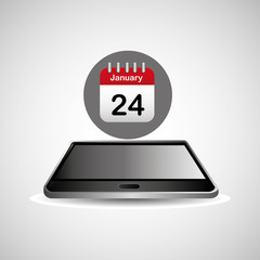 smartphone black lying agenda calendar icon design vector illustration eps 10