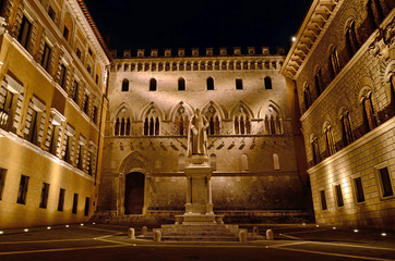 Salimbeni Square in Historic Center of Siena,Italy