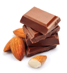 Chocolate with almonds .