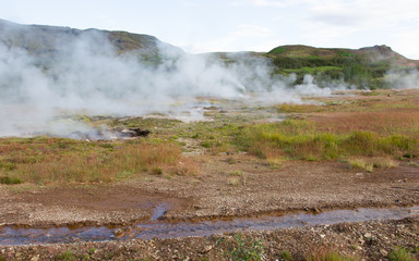 Geothermally active valley of Haukadalur