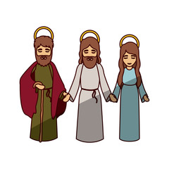 Mary joseph and jesus icon. Holy night family christmas and betlehem theme. Isolated design. Vector illustration