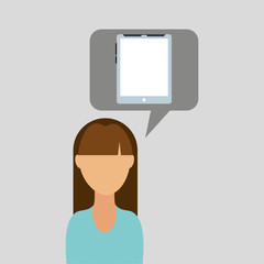 cartoon tablet and woman character vector illustration eps 10