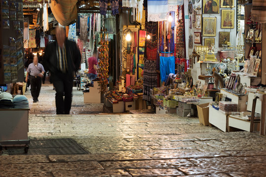 Shops in Jerusalem old city, Israel.