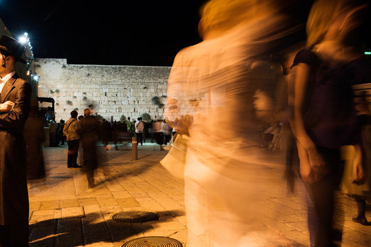 Evening at Western wall, Jerusalem, Israel.