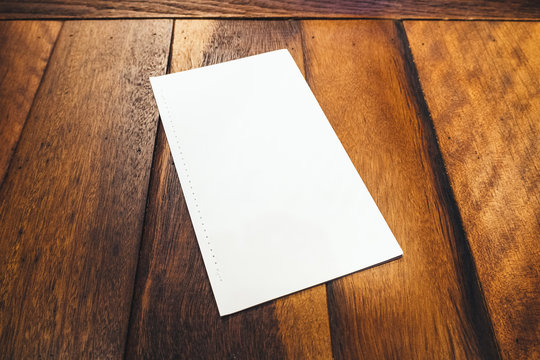 Blank Mock up Brochure Paper Menu on wooden table