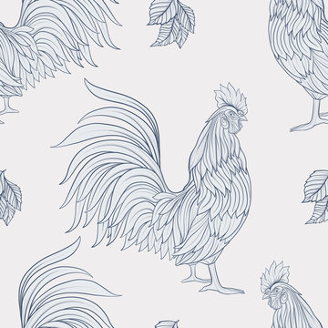 Rooster. Seamless pattern.