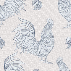 Rooster. Seamless pattern.