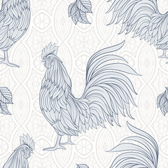Rooster. Seamless pattern.