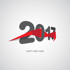 Happy new year 2017 Text Design vector. Origami ribbon.
