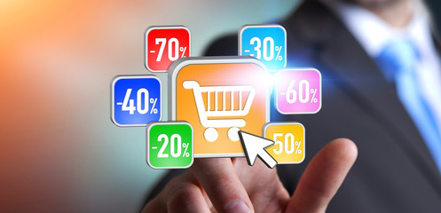 Young man shopping during sales period