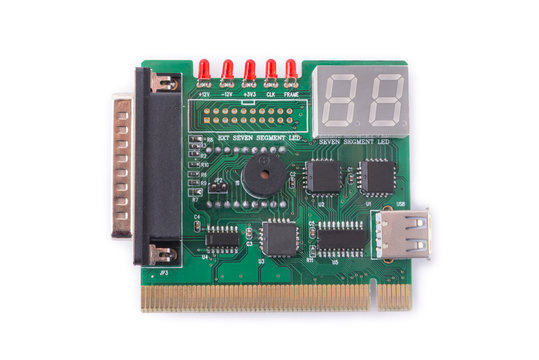 device for testing of motherboards on a white background, PC Diagnostics