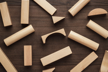 wooden building blocks toy on the table