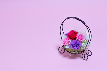 A Gift of Preservrd Flower and Clay Flower Arrangement, Colorful