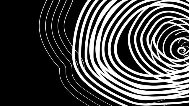 white circle spirale turning on black background