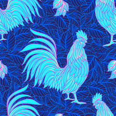 Rooster. Seamless pattern.