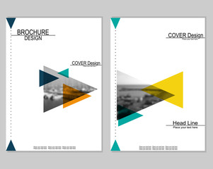 Vector brochure cover templates with blurred seaport. Business brochure cover design. EPS 10. Mesh background.