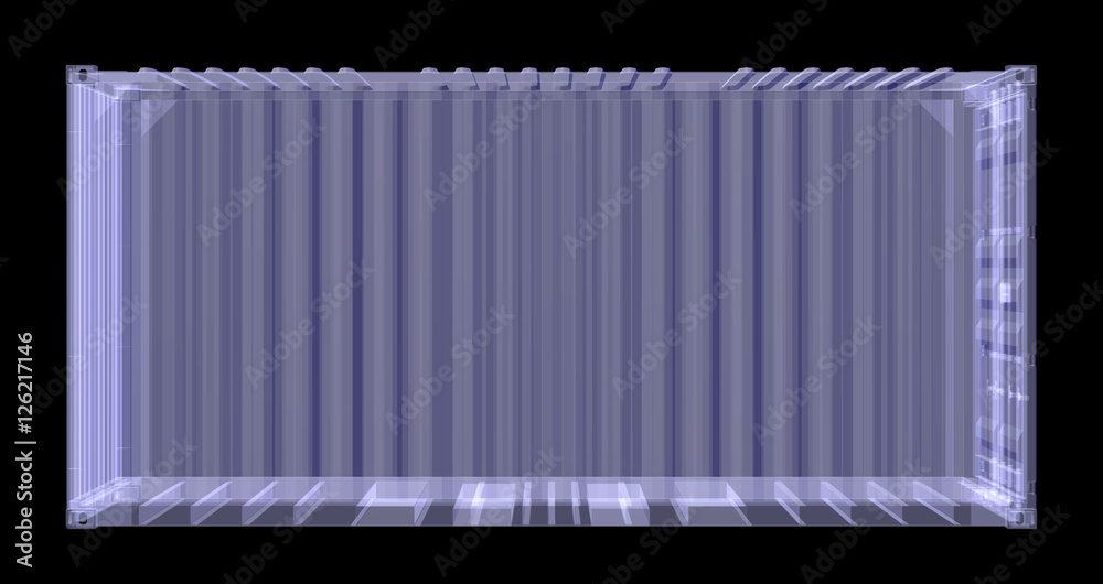 Wall mural x-ray shipping container isolated on black