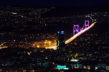 Istanbul Bosphorus Bridge by night from Asia side © Tomasz