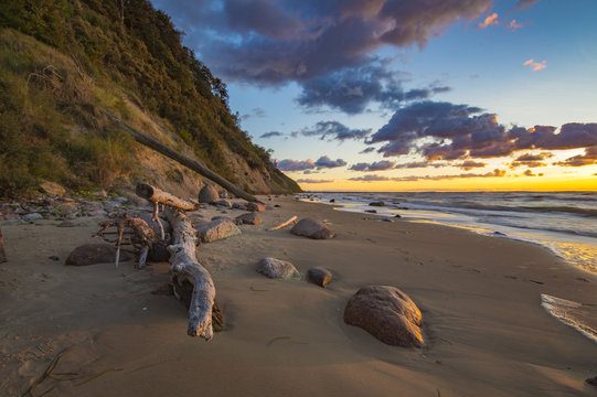 sea cliffs on the Baltic coast, the island of Wolin, Poland