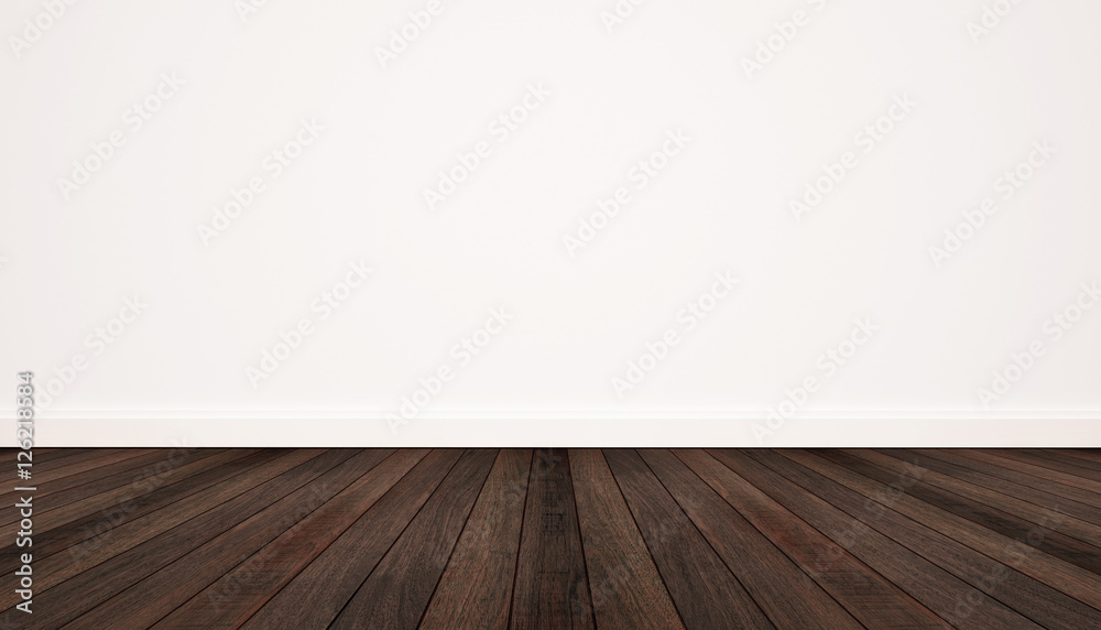 Wall mural hardwood floor and white wall - Wall murals