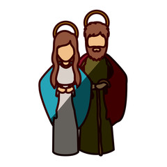 Mary and joseph cartoon icon. Holy night family christmas and betlehem theme. Isolated design. Vector illustration