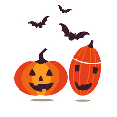 Pumpkin vector design with bat halloween concept,