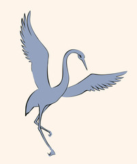Fototapeta premium Vector image. Dancing crane