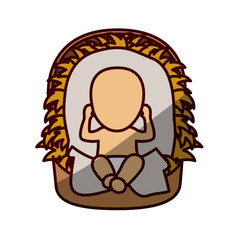 Baby jesus cartoon icon. Holy night family christmas and betlehem theme. Isolated design. Vector illustration