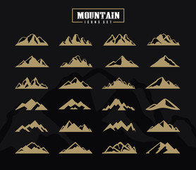 Mountain icons set. Vector illustration.