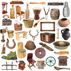 large collection of isolated vintage objects