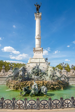 Column of the Girondins with fountain in Bordeaux - France