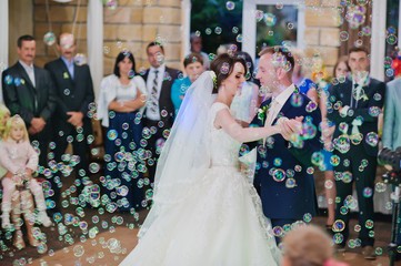 First wedding dance on bubbles