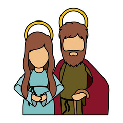 Mary and joseph icon. Holy night family christmas and betlehem theme. Isolated design. Vector illustration