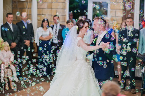First Wedding Dance On Bubbles Stock Photo And Royalty Free Images