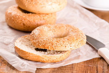 Sesame bagels. 