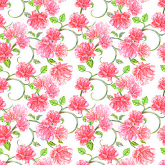 Fototapeta premium romantic seamless texture with fancy floral. watercolor painting