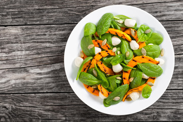 roasted pumpkin, mini mozzarella and spinach autumn salad
