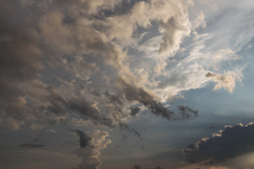 Obraz na płótnie Canvas Dramatic sunset sky with clouds.
