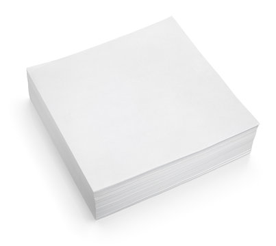 Stack of stick note (white paper) isolated on white with clipping path