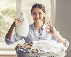 Woman washing clothes