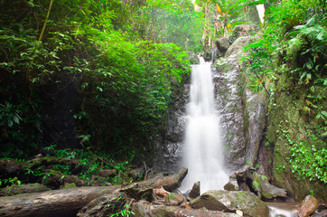 Champa thong waterfall locate in the rain forest in Phayao province, Thailand