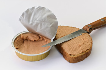 Closeup of a pate can