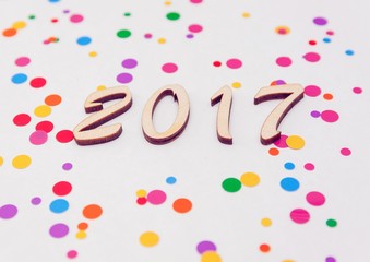 New Year 2017 is coming concept. Wood number